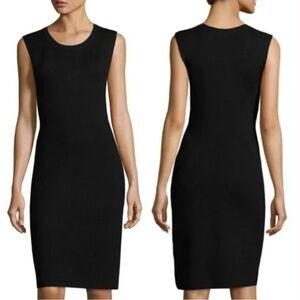 Vince Black Ribbed Wool Sleeveless Sheath Sweater Dress L